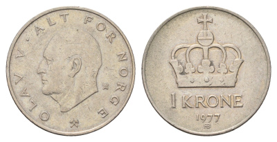 Норвегия 1 крона 1977 Улаф V (1957-1991) KM 419 медно-никель 4703-315