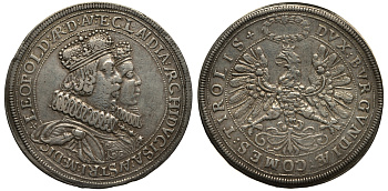 Австрия, Священная Римская империя 2 талера 1626 Эрцгерцог Леопольд V (1619-1632) и Клаудия Медичи, 57,64 гр Dav. 3332 серебро 10-005-01