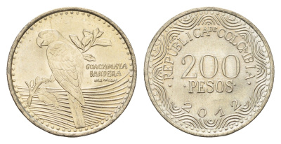 Колумбия 200 песо 2012 KM 297 медь цинк никель UNC 4686-442