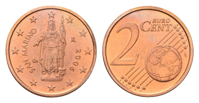 Сан-Марино 2 евроцента 2006 KM 441 сталь плакированная медью UNC 4694-1024