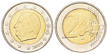 Бельгия 2 евро 2000 Альберт II (1993-2013) KM 231 биметалл UNC 4654-626