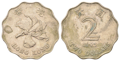 Гонконг 2 доллара 1993 KM 64 медно-никель 4700-337