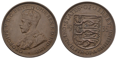Джерси 1/12 шиллинга 1935 Георг V (1910-1936) KM 16 бронза 4512-521