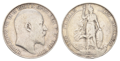 Великобритания 2 шиллинга (флорин) 1905 Эдуард VII (1901-1910) KM 801, Spink 3981 серебро 413-2044