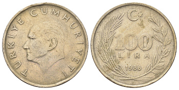 Турция 100 лир 1998 Кемаль Ататюрк KM 967 медь цинк никель 4692-745