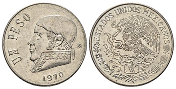 Мексика 1 песо 1970 Хосе Мария Морелос KM 460 медно-никель 4590-633