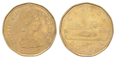 Канада 1 доллар 1989 Елизавета II (1952-2022), утка KM 157 никель плакированный позолоченной бронзой 4706-715