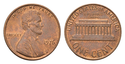 США 1 цент 1976 Линкольн KM 201 медь цинк 4685-454