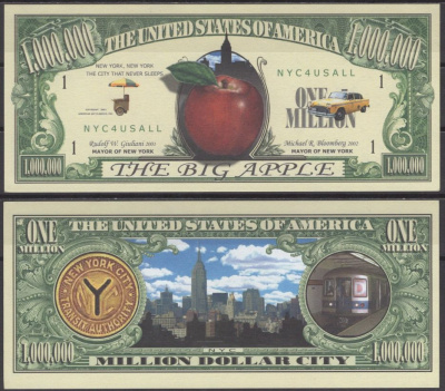 США 1000000 долларов 2002 Нью-Йорк Большое Яблоко бумага UNC (пресс) 7197-27-1