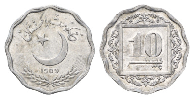 Пакистан 10 пайс 1989 KM 53 алюминий UNC 4701-1212