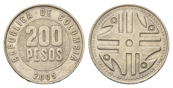 Колумбия 200 песо 2005 KM 287 медь цинк никель 4698-231