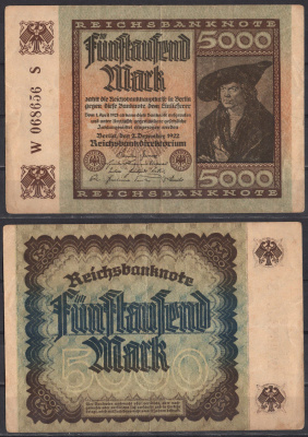 Германия 5000 марок 1922 Pick 81 a бумага 2192-47-3-1