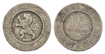 Бельгия 10 сантимов 1864 Леопольд I (1831-1865) KM 22 медно-никель 4151-611