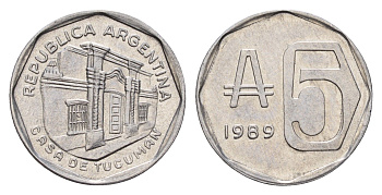 Аргентина 5 аустралей 1989 KM 101 алюминий UNC 181-836