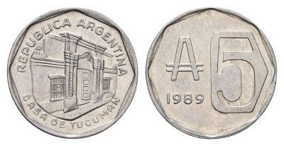Аргентина 5 аустралей 1989 KM 101 алюминий UNC 181-836