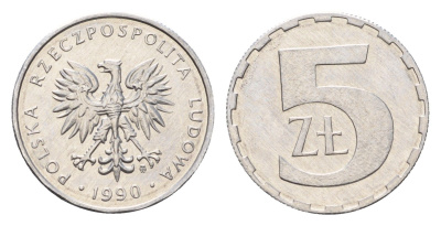 Польша 5 злотых 1990 Y 81.3 алюминий UNC 4684-1245