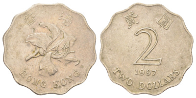 Гонконг 2 доллара 1997 KM 64 медно-никель 4700-347