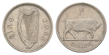 Ирландия 1 шиллинг 1963 бык KM 14a медно-никель 4175-1215