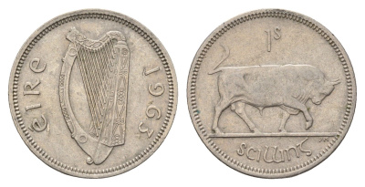 Ирландия 1 шиллинг 1963 бык KM 14a медно-никель 4175-1215