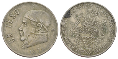 Мексика 1 песо 1971 Хосе Мария Морелос KM 460 медно-никель 4590-716
