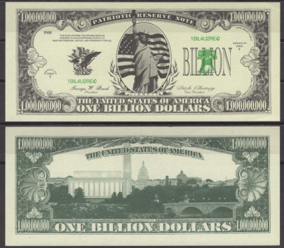 США 1000000000 долларов 2002 статуя свободы бумага UNC (пресс) 7197-31-1