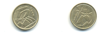 ИСПАНИЯ 5 ПЕСЕТ 1990 ХУАН КАРЛОС I (1975-) KM 833 алюминиевая бронза 80-1135