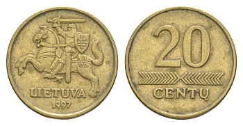 Литва 20 центов (сентов) 1997 KM 107 никель латунь 4115-941