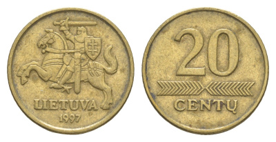 Литва 20 центов (сентов) 1997 KM 107 никель латунь 4115-941