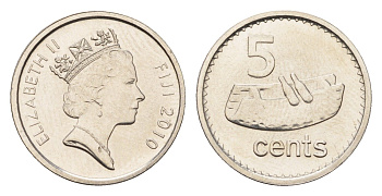 Фиджи 5 центов 2010 KM 119 сталь плакированная никелем UNC 4697-733