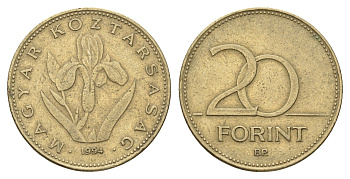 Венгрия 20 форинтов 1994 BP KM 696 никель латунь 4638-137