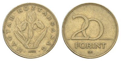 Венгрия 20 форинтов 1994 BP KM 696 никель латунь 4638-137