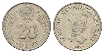Венгрия 20 форинтов 1984 BP, Дьердь Дожа KM 630 медно-никель 4145-1235