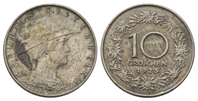Австрия 10 грошей 1925 KM 2838 медно-никель 4684-834