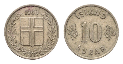Исландия 10 эйре 1960 KM 10 медно-никель 4690-663