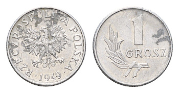 Польша 1 грош 1949 год-тип Y 39 алюминий 4685-1154