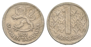 Финляндия 1 марка 1972 KM 49a медно-никель 4637-234
