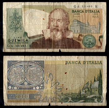 Италия 2000 лир 1973 Pick 103 a бумага 7217-17-3-2