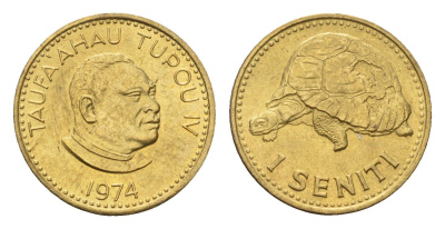 Тонга 1 сенити 1974 год-тип KM 27a латунь UNC 84-1532