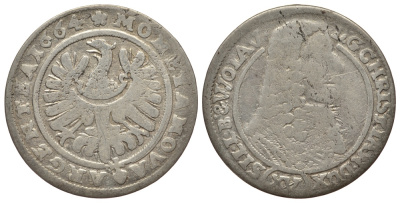 Силезия-Легница-Бжег 15 крейцеров 1664 Кристиан (1639-1673) серебро 413-1531