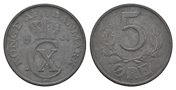 Дания 5 эре 1944 KM 834a цинк 4700-1127