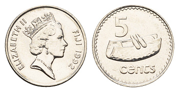 Фиджи 5 центов 1992 KM 51a сталь плакированная никелем UNC 4697-725