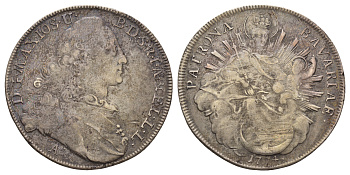 Бавария 1 талер 1774 А, Максимилиан III Иосиф Карл  (1745-1777), мадонна Dav. 1954 серебро 1067-2-35