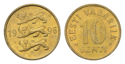 Эстония 10 сентов 1996 KM 22 латунь UNC 4696-146