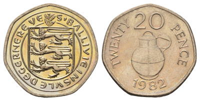 Гернси 20 пенсов 1982 KM 38 медно-никель UNC 4682-511