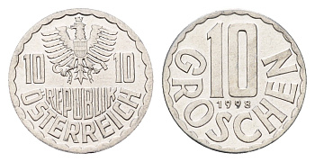 Австрия 10 грошей 1998 KM 2878 алюминий UNC 4391-252
