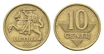 Литва 10 центов (сентов) 1997 KM 106 никель латунь 4689-1117