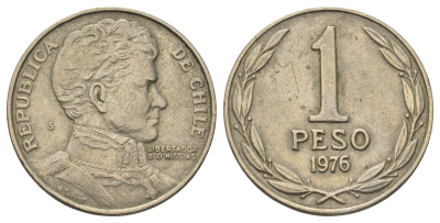 Чили 1 песо 1976 KM 208 медно-никель 4155-114
