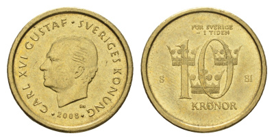 Швеция 10 крон 2008 Карл XVI Густав (1973-) KM 895 нордик 4642-916