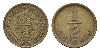 Перу 1/2 соль 1975 KM 265 латунь 4674-1069