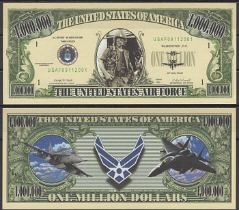 США 1000000 долларов 2001 Военно-воздушные силы США бумага UNC (пресс) 7197-18-1